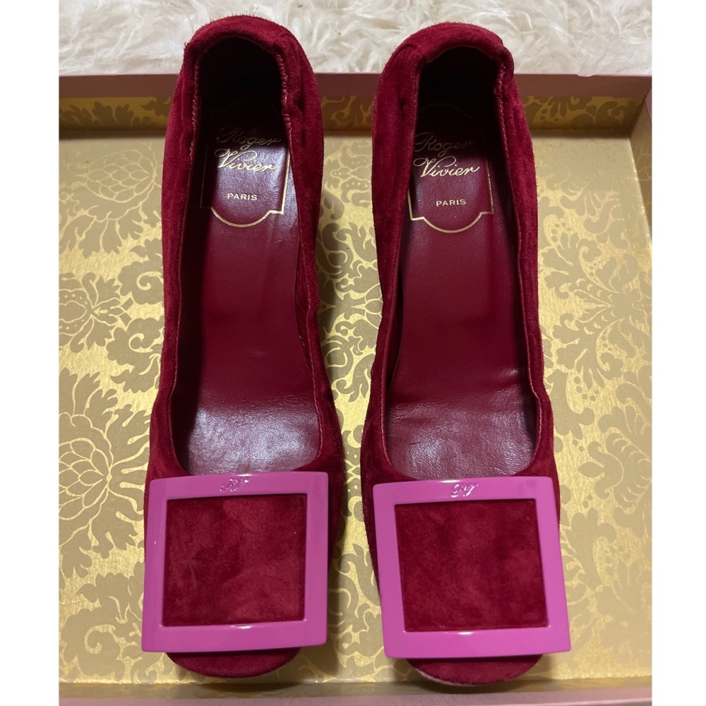 Roger Vivier Red Suede Pink Block heels